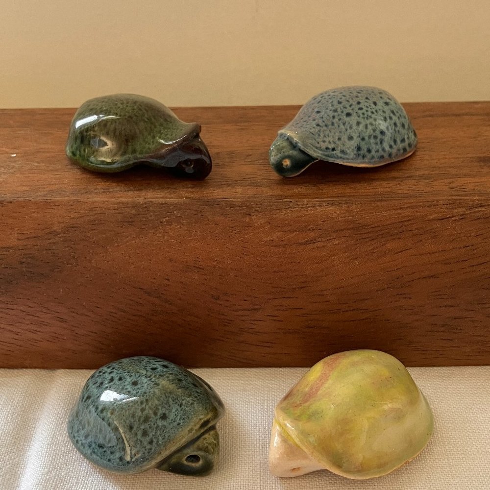 Glazed Pottery Turtles - Set of 4 - Vintage - Picture 8 of 8